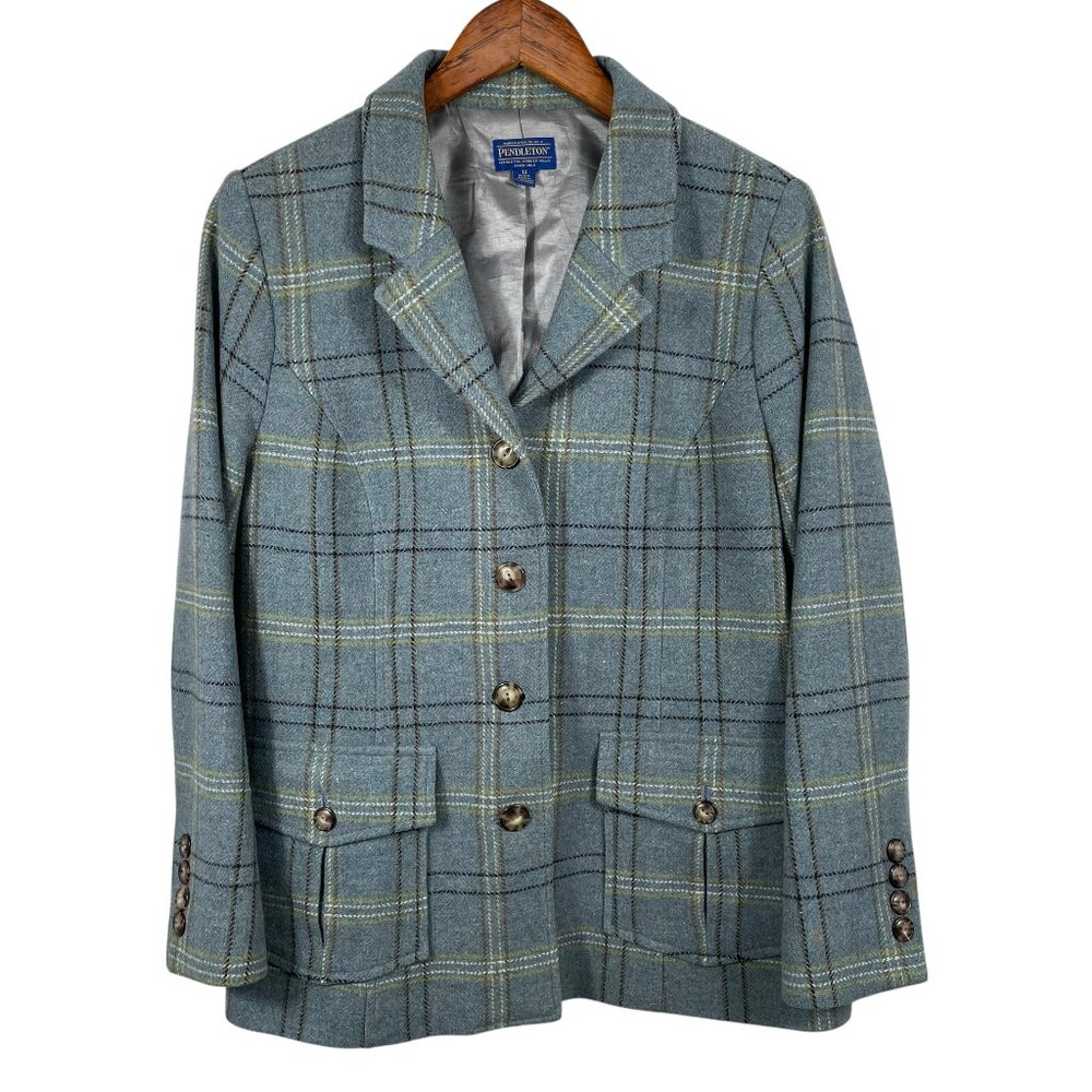 Pendleton Wool Plaid Blazer Jacket Petite 14 Oreg… - image 2